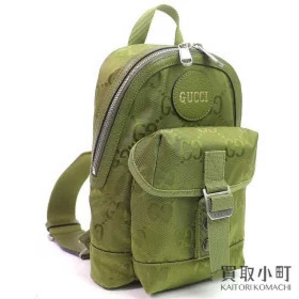 Gucci the Grid Sling Backpack Green Rucksack Daypack Body Bag GG Crossbody BELT